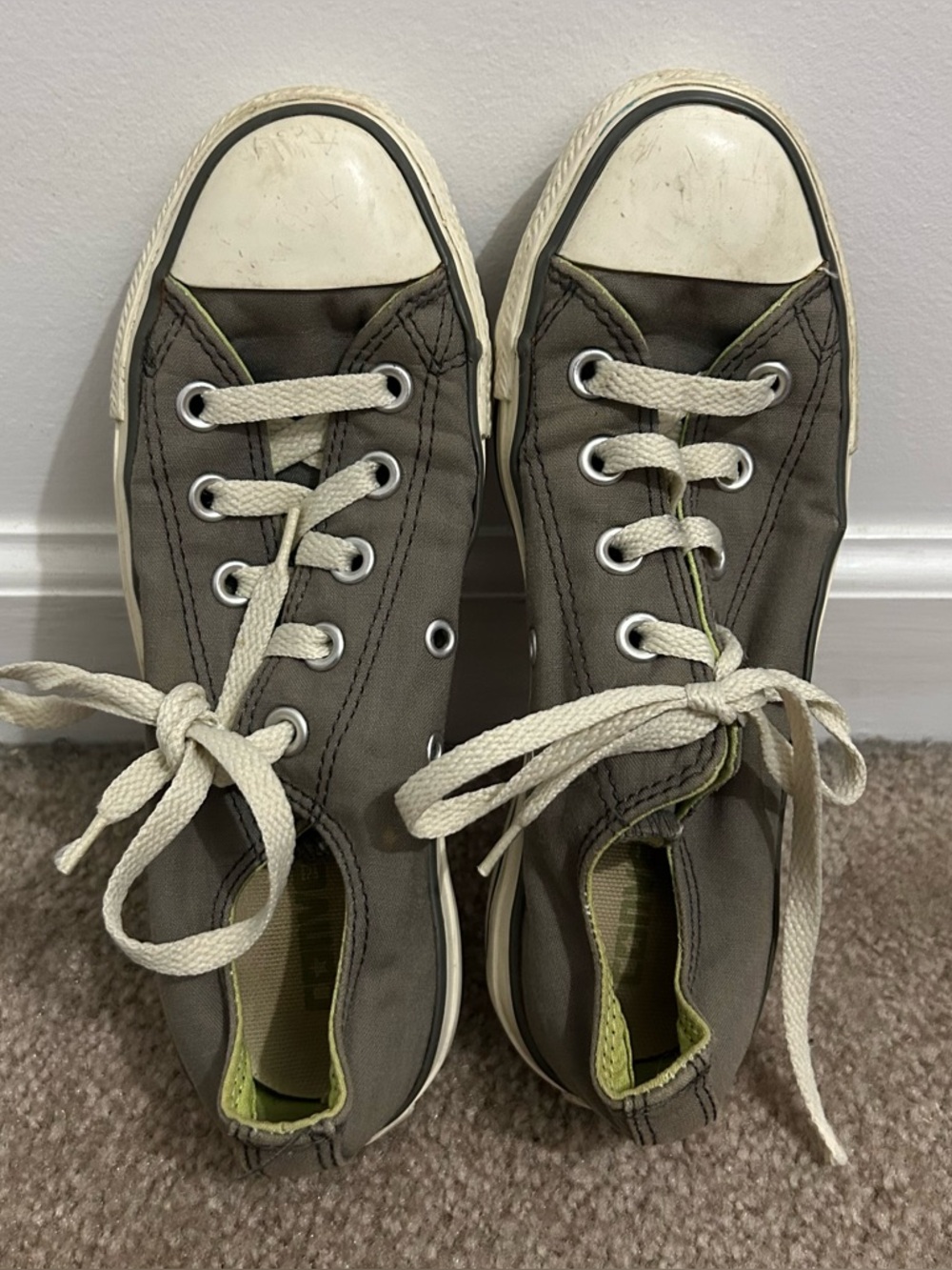 Converse Chuck Taylor All Star Low Top Sneakers Double Tongue Charcoal/Green 5